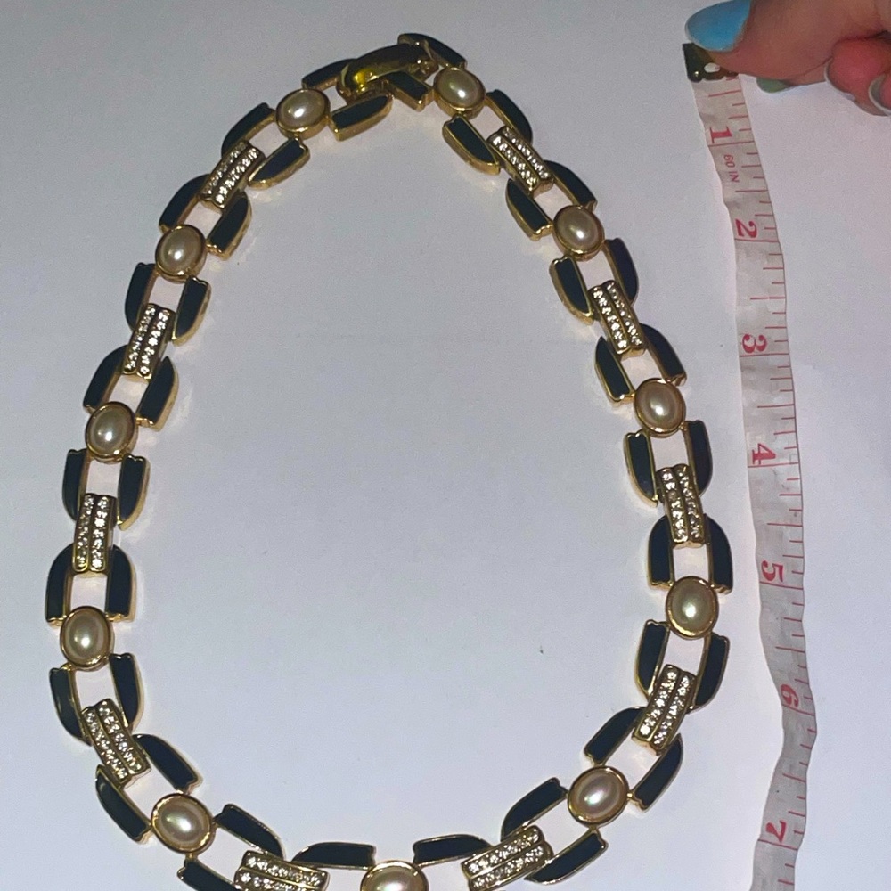 Vintage Christian Dior Bedazzled Pearl Golden Necklace